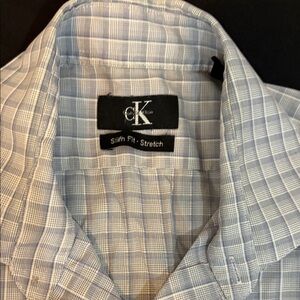 Calvin Klein Men's Plaid Dress Shirt - Light Gray